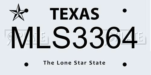 MLS3364 Texas License Plate