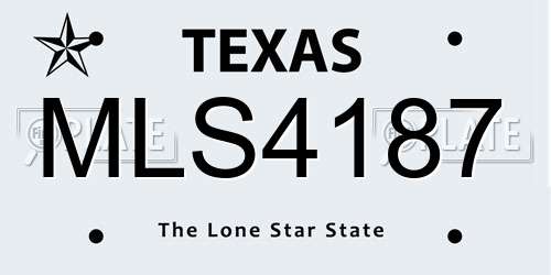 MLS4187 Texas License Plate