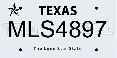 MLS4897 Texas License Plate
