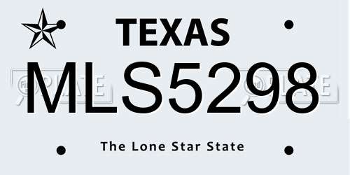 MLS5298 Texas License Plate
