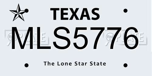 MLS5776 Texas License Plate