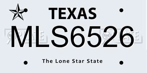 MLS6526 Texas License Plate
