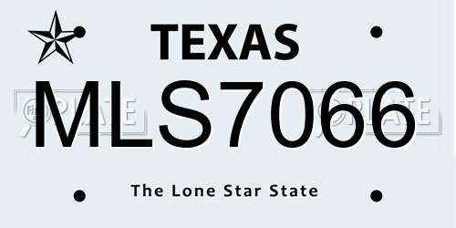 MLS7066 Texas License Plate