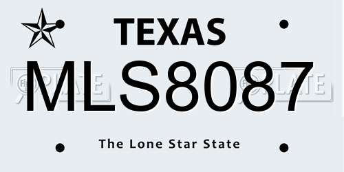 MLS8087 Texas License Plate