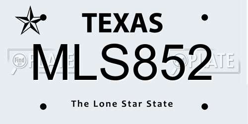 MLS852 Texas License Plate