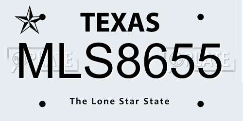 MLS8655 Texas License Plate