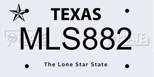 MLS882 Texas License Plate