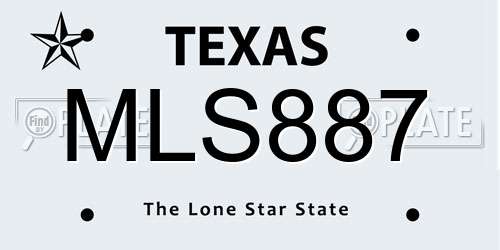 MLS887 Texas License Plate