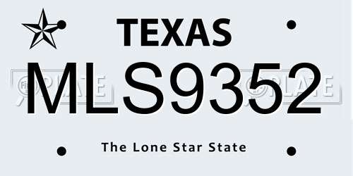 MLS9352 Texas License Plate