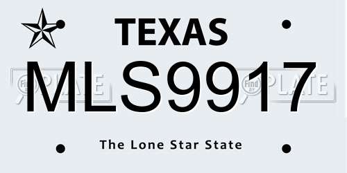 MLS9917 Texas License Plate
