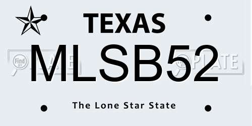 MLSB52 Texas License Plate