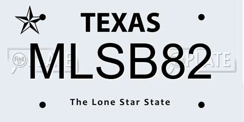 MLSB82 Texas License Plate
