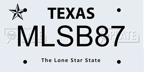 MLSB87 Texas License Plate