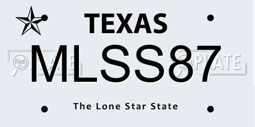 MLSS87 Texas License Plate