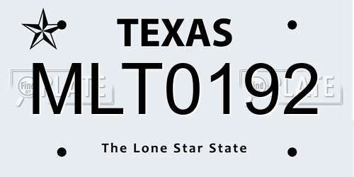 MLT0192 Texas License Plate