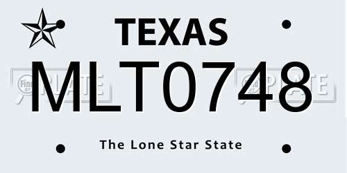 MLT0748 Texas License Plate