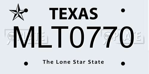 MLT0770 Texas License Plate