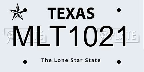 MLT1021 Texas License Plate