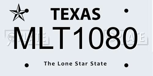 MLT1080 Texas License Plate