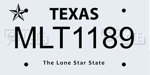 MLT1189 Texas License Plate