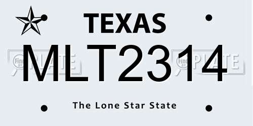 MLT2314 Texas License Plate