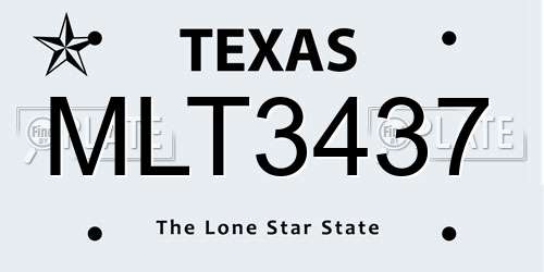 MLT3437 Texas License Plate