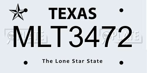MLT3472 Texas License Plate