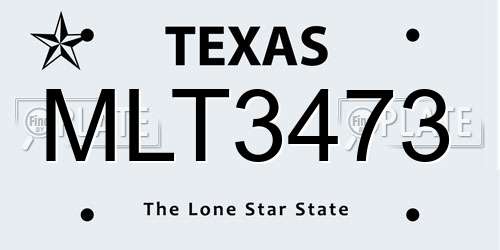 MLT3473 Texas License Plate