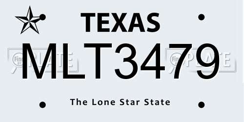 MLT3479 Texas License Plate