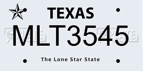 MLT3545 Texas License Plate