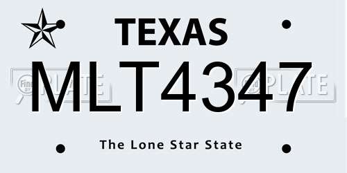 MLT4347 Texas License Plate