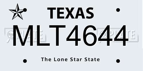 MLT4644 Texas License Plate