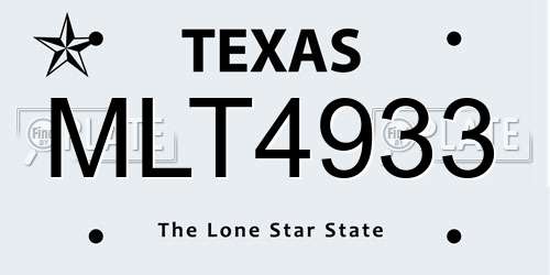 MLT4933 Texas License Plate