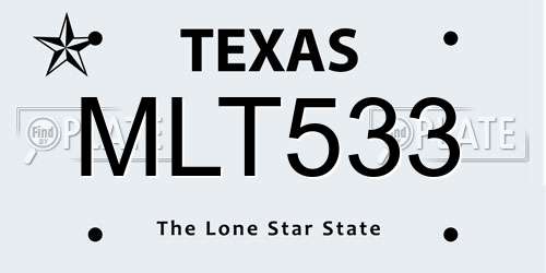 MLT533 Texas License Plate