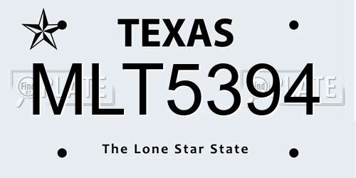 MLT5394 Texas License Plate