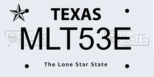 MLT53E Texas License Plate