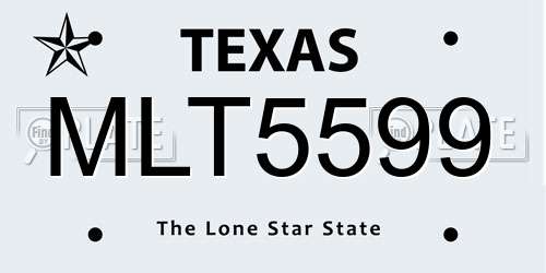 MLT5599 Texas License Plate
