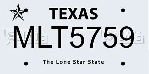 MLT5759 Texas License Plate