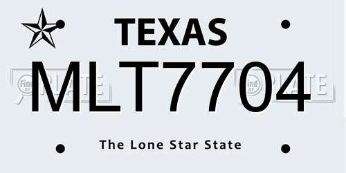 MLT7704 Texas License Plate