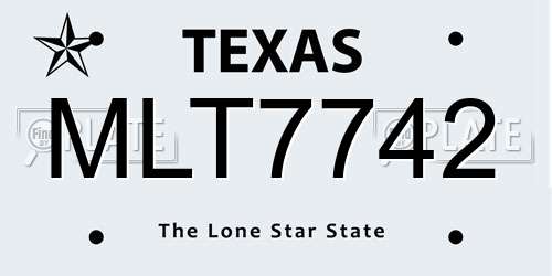 MLT7742 Texas License Plate