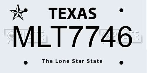 MLT7746 Texas License Plate