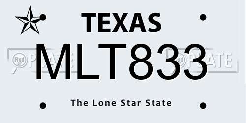 MLT833 Texas License Plate