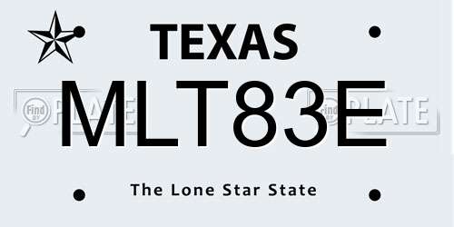 MLT83E Texas License Plate