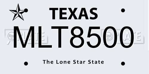 MLT8500 Texas License Plate