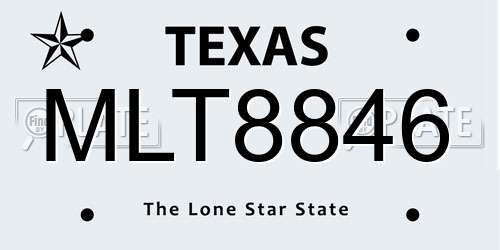 MLT8846 Texas License Plate