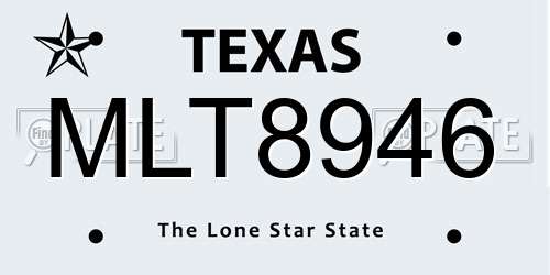 MLT8946 Texas License Plate