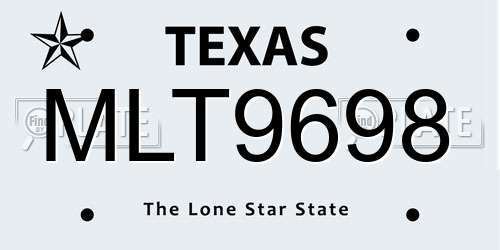 MLT9698 Texas License Plate