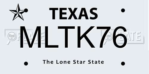 MLTK76 Texas License Plate