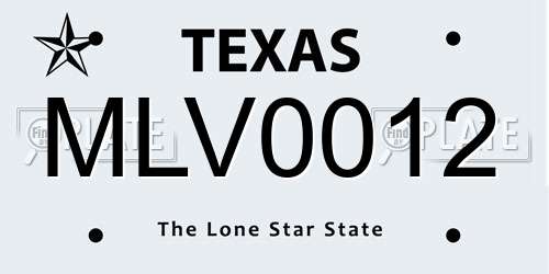 MLV0012 Texas License Plate