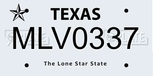 MLV0337 Texas License Plate